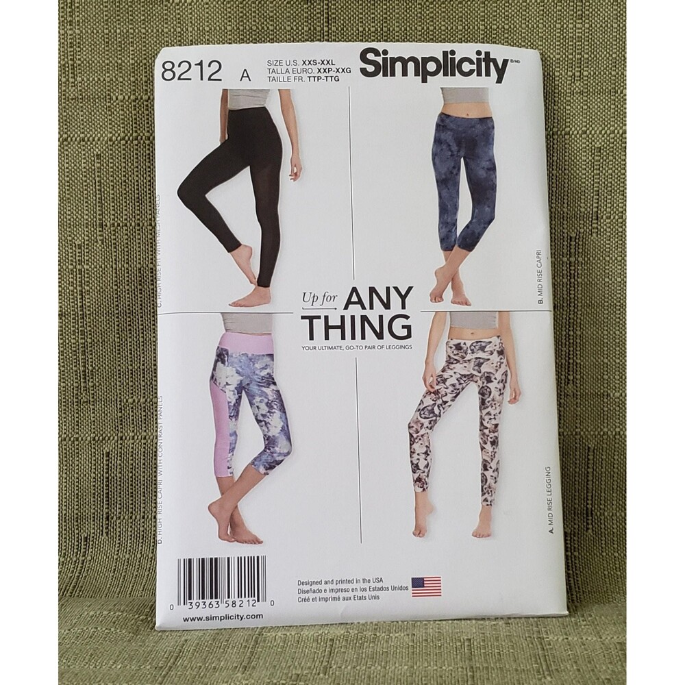 Up For Any Thing Misses Knit Leggings Sewing Pattern Simplicity 8212, XXS - XXL